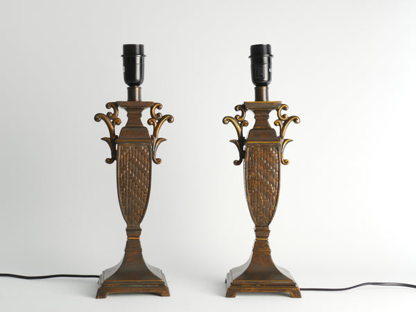 Chinoiserie Faux Rattan Amphora Table Lamp by Aneta, Sweden 1980's