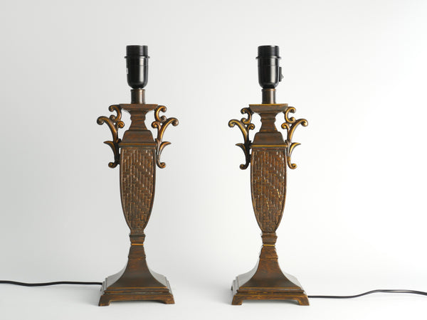 Chinoiserie Faux Rattan Amphora Table Lamp by Aneta, Sweden 1980's