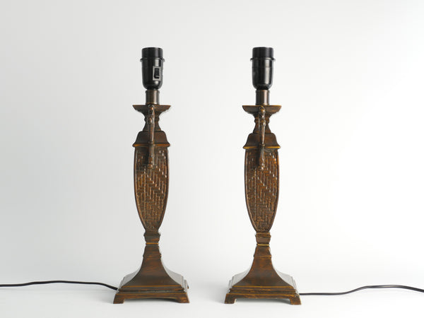 Chinoiserie Faux Rattan Amphora Table Lamp by Aneta, Sweden 1980's