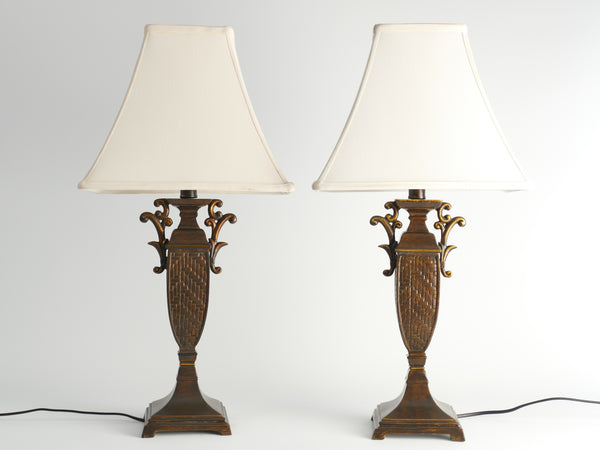 Chinoiserie Faux Rattan Amphora Table Lamp by Aneta, Sweden 1980's