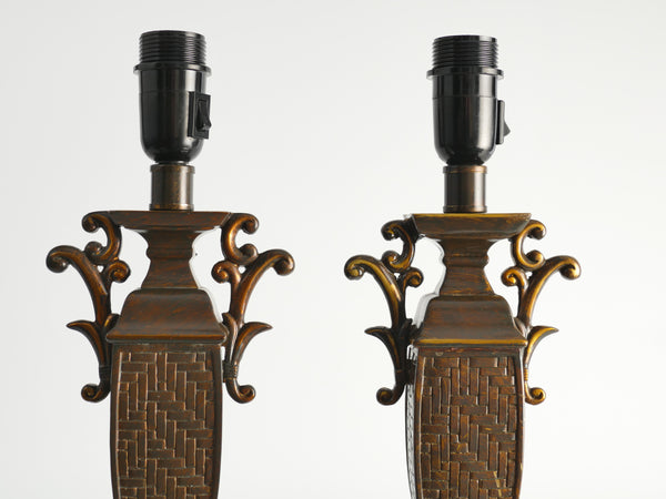 Chinoiserie Faux Rattan Amphora Table Lamp by Aneta, Sweden 1980's