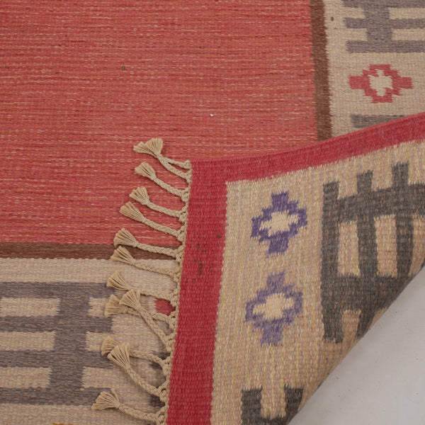 Scandinavian Modern Pink Rölakan Flatweave Rug by Alice Wallebäck, Sweden, 1960s