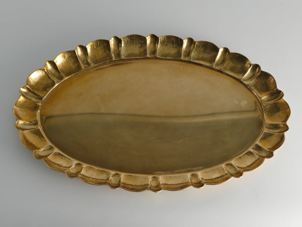 Swedish Grace Large Oval Brass Tray by Firma Lars Holmström, Sweden 1950's