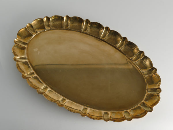 Swedish Grace Large Oval Brass Tray by Firma Lars Holmström, Sweden 1950's