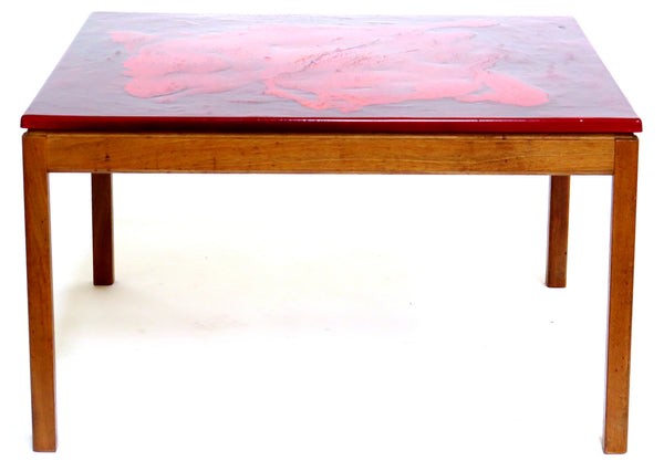 Swedish Modern Red Enameled Cocktail Table by P. Törneman and David Rosén for Nordiska Kompaniet, 1960s