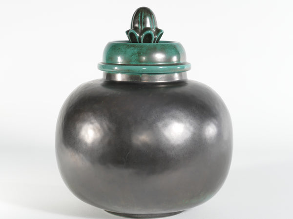 Art Deco Green Lidded Jar by Anna-Lisa Thomson for Upsala-Ekeby, 1930's