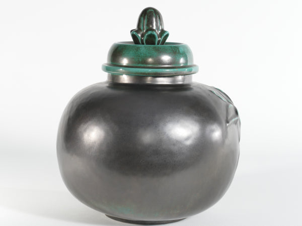 Art Deco Green Lidded Jar by Anna-Lisa Thomson for Upsala-Ekeby, 1930's