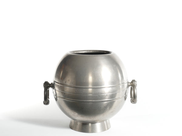 Art Deco Globe Pewter Vase with Handles by GAB, Sweden, 1930s