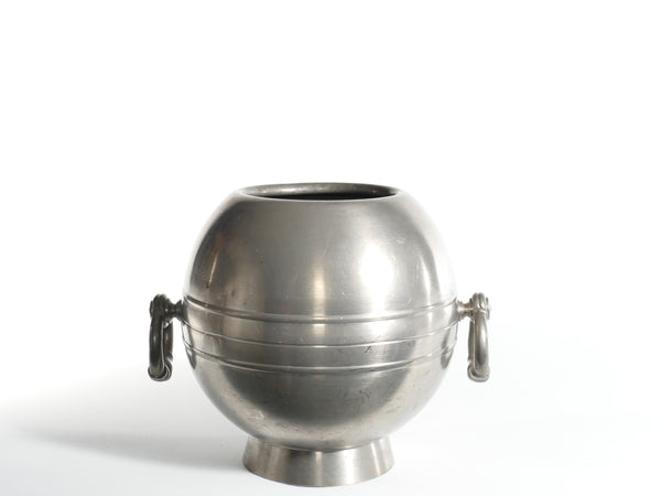 Art Deco Globe Pewter Vase with Handles by GAB, Sweden, 1930s