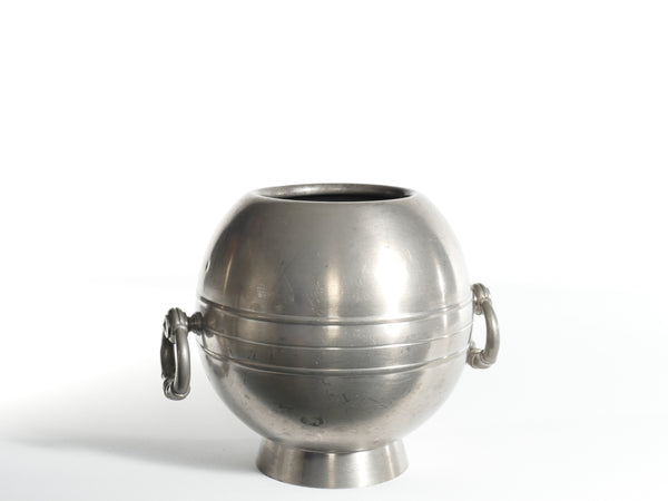 Art Deco Globe Pewter Vase with Handles by GAB, Sweden, 1930s