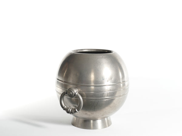 Art Deco Globe Pewter Vase with Handles by GAB, Sweden, 1930s