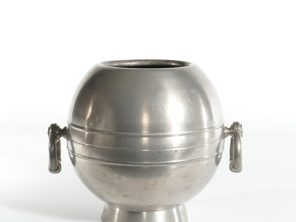 Art Deco Globe Pewter Vase with Handles by GAB, Sweden, 1930s