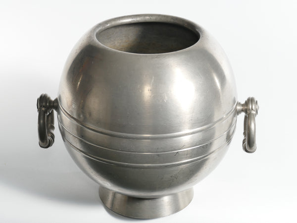 Art Deco Globe Pewter Vase with Handles by GAB, Sweden, 1930s