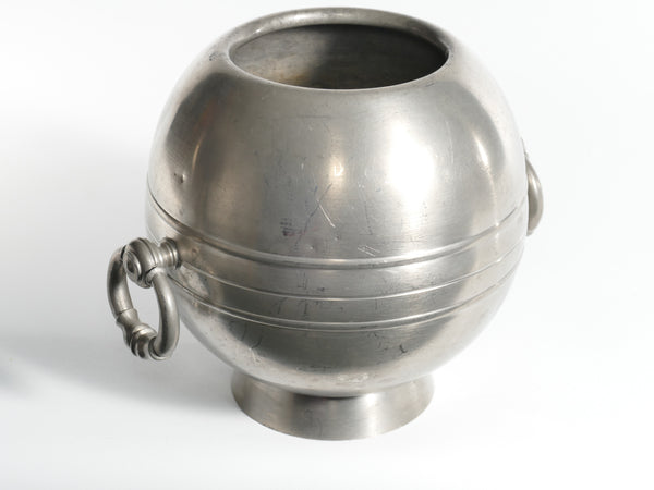 Art Deco Globe Pewter Vase with Handles by GAB, Sweden, 1930s