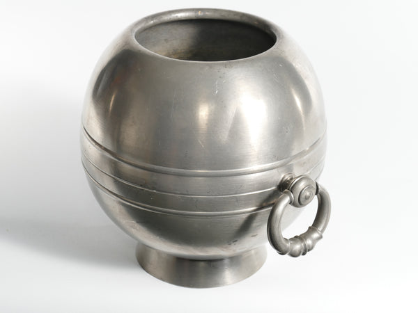 Art Deco Globe Pewter Vase with Handles by GAB, Sweden, 1930s