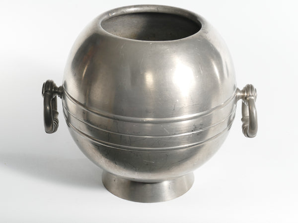 Art Deco Globe Pewter Vase with Handles by GAB, Sweden, 1930s