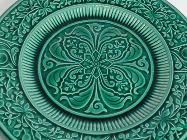 Large Scandinavian Modern Green Plate, Arol Ceramic, Halden Norway, 1950s