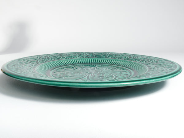 Large Scandinavian Modern Green Plate, Arol Ceramic, Halden Norway, 1950s