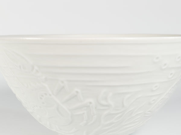 Swedish Grace White Porcelain Sea Themed  Bowl by Gunnar Nylund for ALP, 1940's