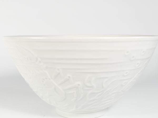 Swedish Grace White Porcelain Sea Themed  Bowl by Gunnar Nylund for ALP, 1940's