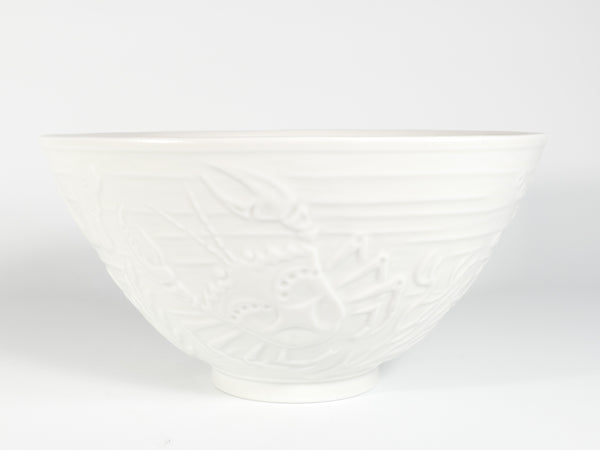 Swedish Grace White Porcelain Sea Themed  Bowl by Gunnar Nylund for ALP, 1940's