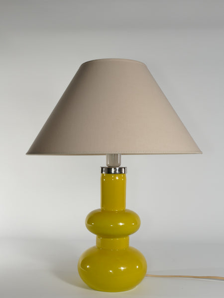 Mid-Century Modern Curvaceous Bright Yellow Glass Table Lamp by Orrefors, 1960s