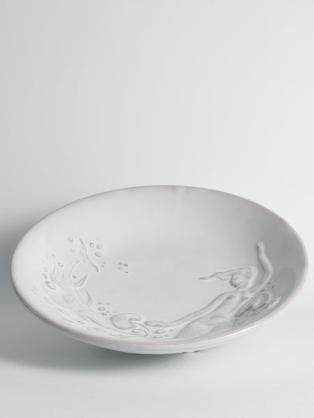 Art Deco White Earthenware Mermaid Bowl "300" by Mari Simmulson for Upsala-Ekeby