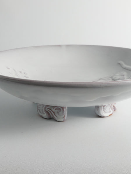 Art Deco White Earthenware Mermaid Bowl "300" by Mari Simmulson for Upsala-Ekeby