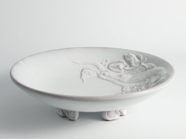 Art Deco White Earthenware Mermaid Bowl "300" by Mari Simmulson for Upsala-Ekeby