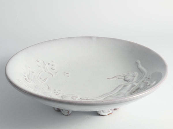 Art Deco White Earthenware Mermaid Bowl "300" by Mari Simmulson for Upsala-Ekeby