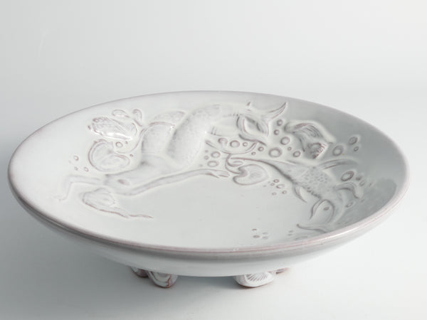 Art Deco White Earthenware Mermaid Bowl "300" by Mari Simmulson for Upsala-Ekeby