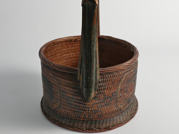 Early 20th Century Chinese Woven Betrothal or Wedding Basket with Peony and Bird Motif