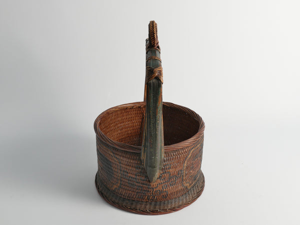 Early 20th Century Chinese Woven Betrothal or Wedding Basket with Peony and Bird Motif