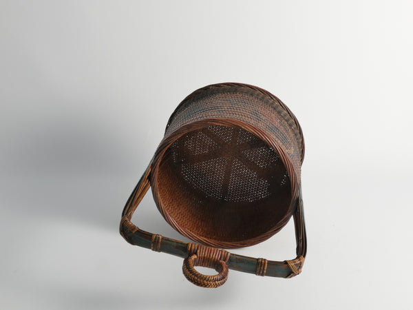 Early 20th Century Chinese Woven Betrothal or Wedding Basket with Peony and Bird Motif