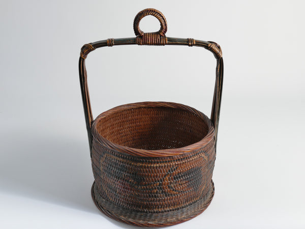 Early 20th Century Chinese Woven Betrothal or Wedding Basket with Peony and Bird Motif