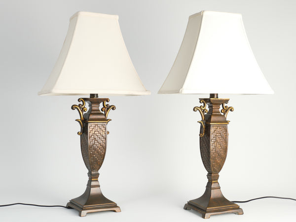 Chinoiserie Faux Rattan Amphora Table Lamp by Aneta, Sweden 1980's