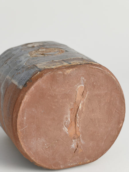 Earthenware Bottle Vase with Naive-Style Motifs