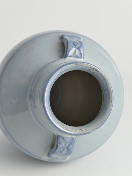 French Blue Floral Motif Vase by Upsala Ekeby