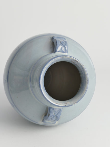 French Blue Floral Motif Vase by Upsala Ekeby