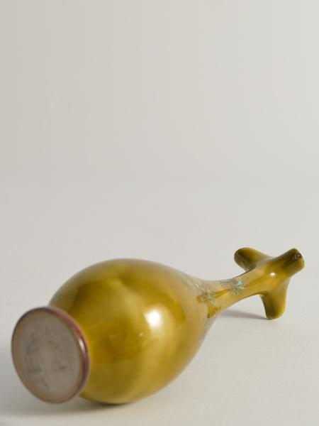 Chinoiserie Ochre Yellow Dragon Vase by Lambeth Doulton Faience, England 1880s