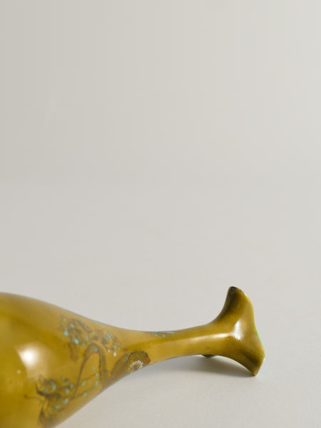 Chinoiserie Ochre Yellow Dragon Vase by Lambeth Doulton Faience, England 1880s