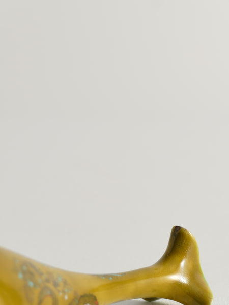 Chinoiserie Ochre Yellow Dragon Vase by Lambeth Doulton Faience, England 1880s
