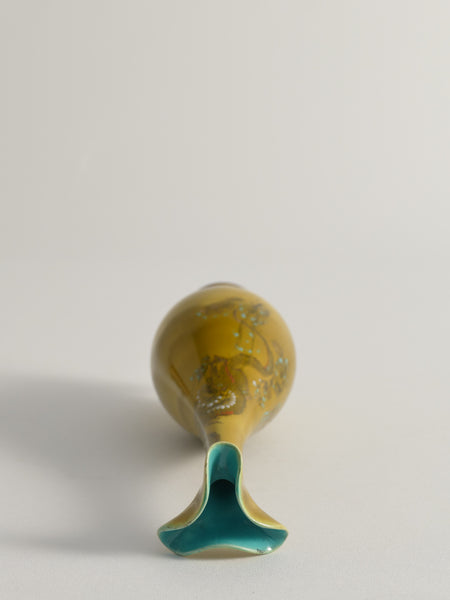 Chinoiserie Ochre Yellow Dragon Vase by Lambeth Doulton Faience, England 1880s