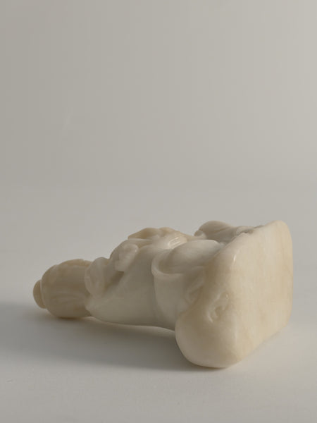 Hand-Carved White Alabaster Figure of Guanyin, China, Early 20th Century
