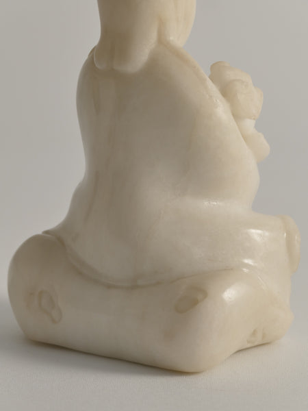 Hand-Carved White Alabaster Figure of Guanyin, China, Early 20th Century