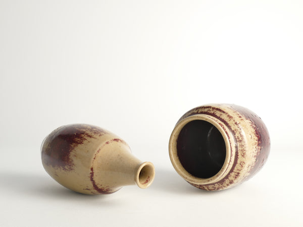 Unique Oxblood Glazed Stoneware Pieces, By Henning Nilsson, Set of 3