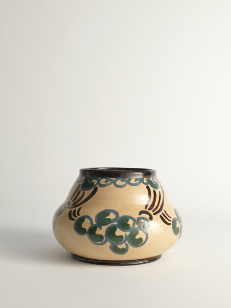 Art Noveau Floral Motif Vase by Agda Österberg, St. Erik Lervarufabriker, 1910s