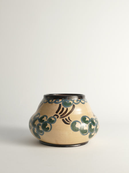 Art Noveau Floral Motif Vase by Agda Österberg, St. Erik Lervarufabriker, 1910s