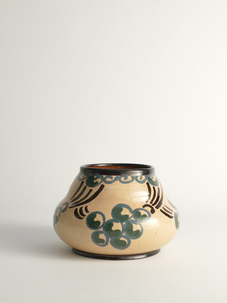 Art Noveau Floral Motif Vase by Agda Österberg, St. Erik Lervarufabriker, 1910s