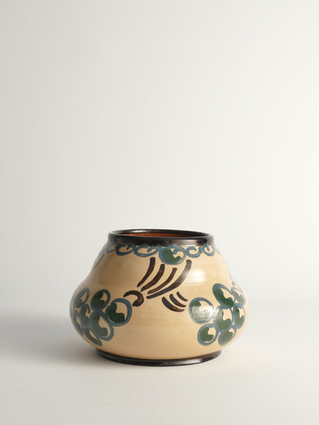 Art Noveau Floral Motif Vase by Agda Österberg, St. Erik Lervarufabriker, 1910s